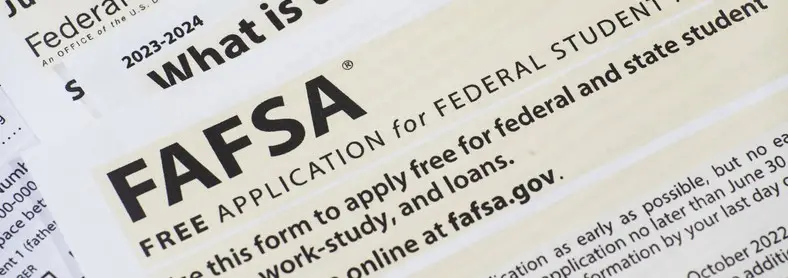 A close up of a FAFSA application