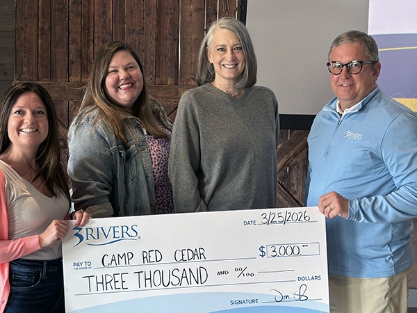3Rivers presents check to Camp Red Cedar