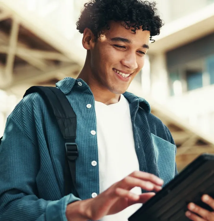 A college student on a tablet