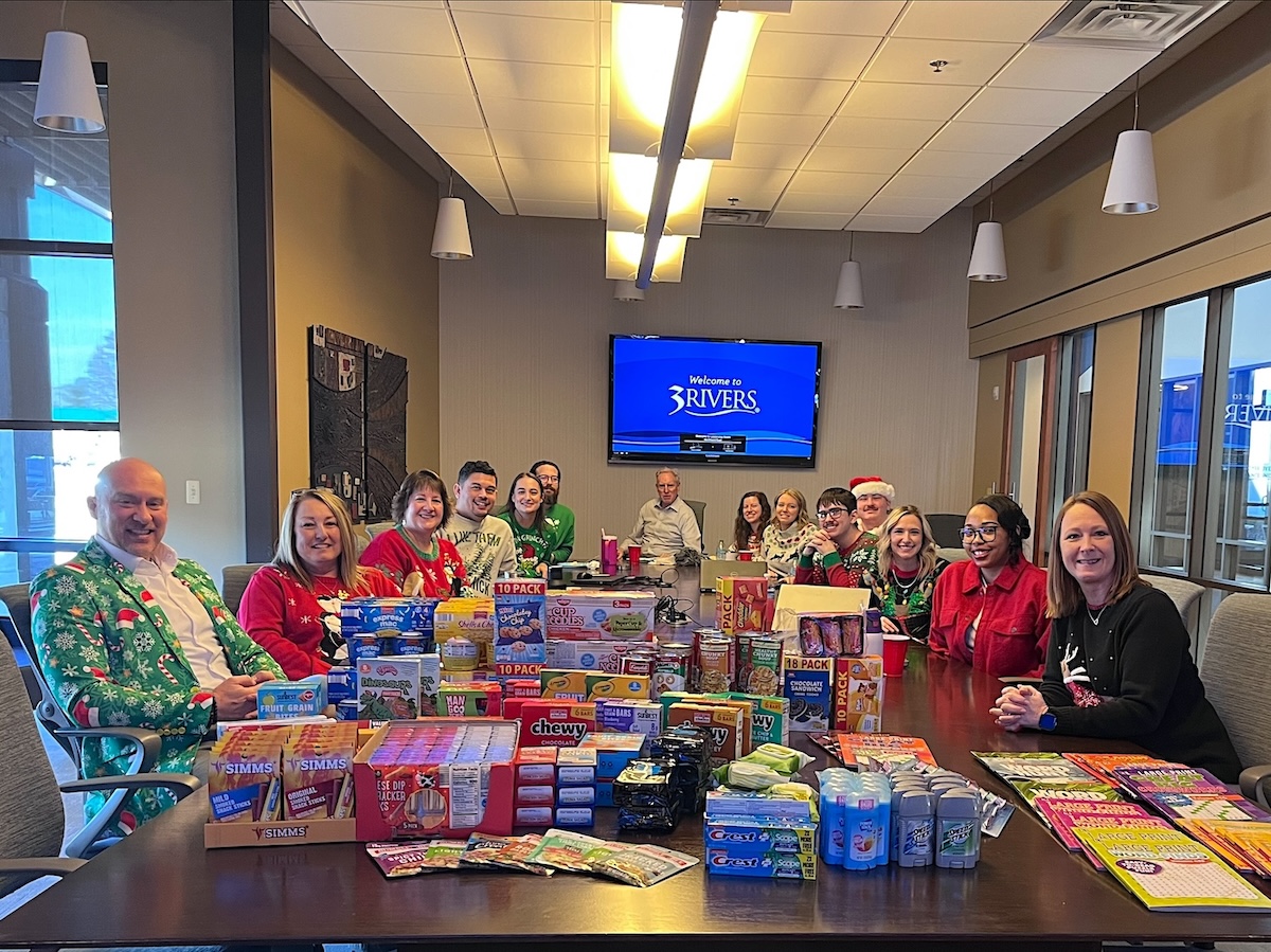 3Rivers Human Resources Team gathers to organize donations for a holiday giving effort